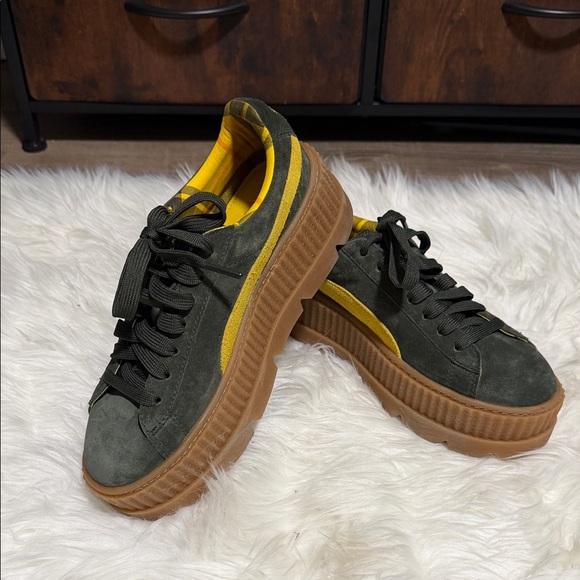 Fenty Beauty Women’s Olive and Yellow Sneakers - Picture 3 of 5